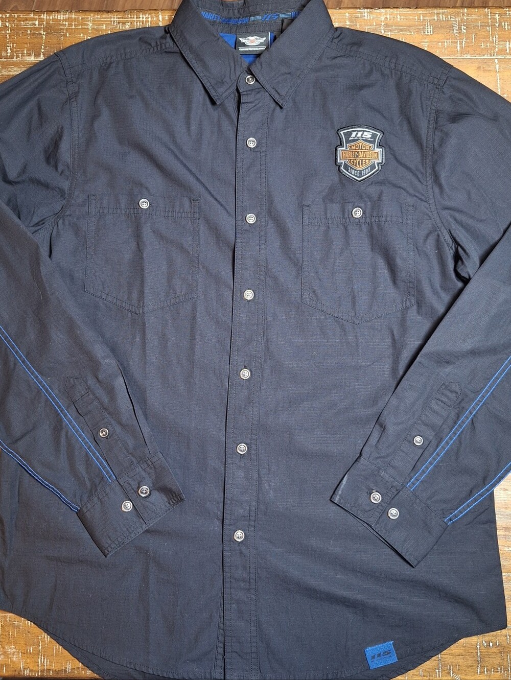 Harley-Davidson 115th Anniversary Embroidered Button Up Shirt L Men's Size Large